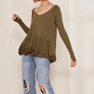 Free People We The Free Tangerine Top in Olive Green
